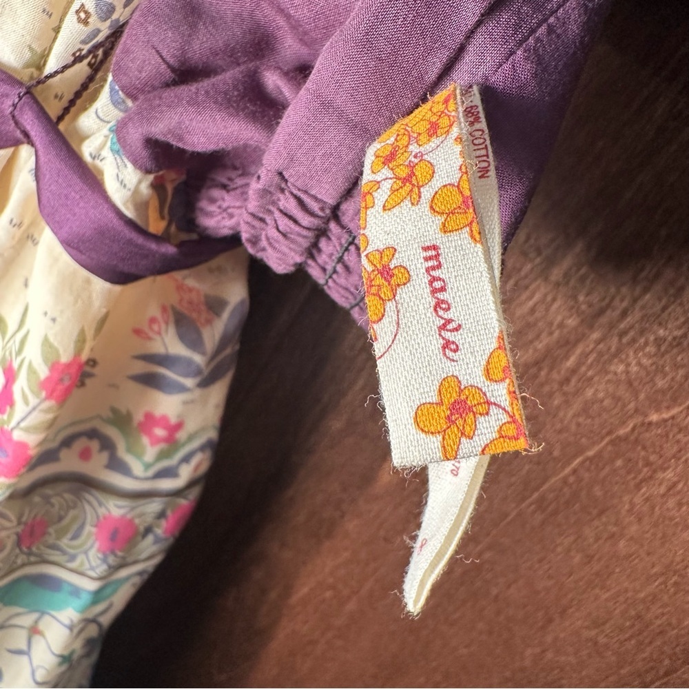 Anthropologie Maeve Purple and Cream Halter Midi Dress - Picture 6 of 8